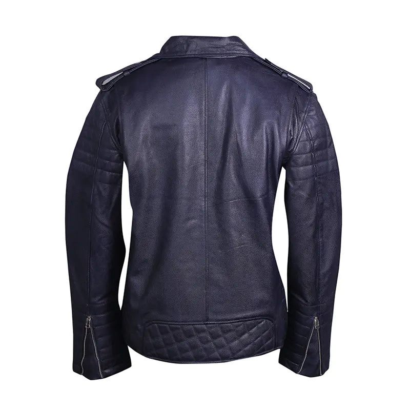 Men’s Casual Biker Black Leather Jacket