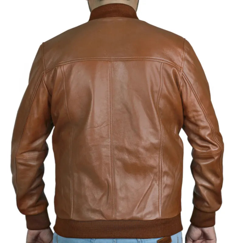 Men’s Bomber Biker Style Slim Fitted Leather Jacket