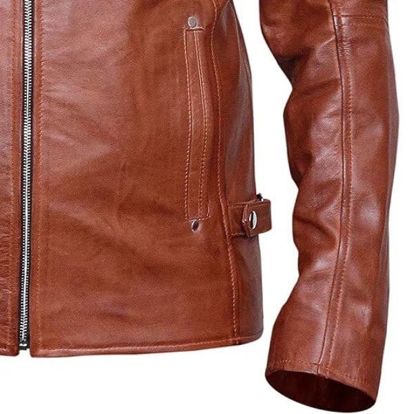 Men’s Cafe Racer Leather Brown Jacket