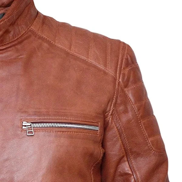 Men’s Cafe Racer Leather Brown Jacket