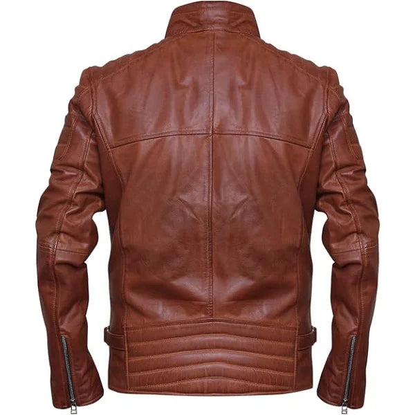 Men’s Cafe Racer Leather Brown Jacket