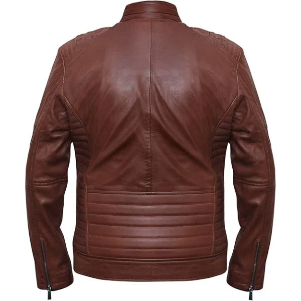 Men’s Dark Brown Cafe Racer Leather Jacket