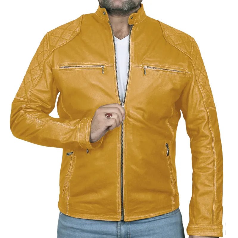 Classic Biker Café Racer Leather Jacket For Men’s - Submerge Shop
