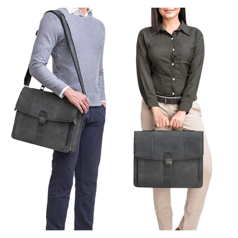 Avaro Grey Business Leather Briefcases Style Bag