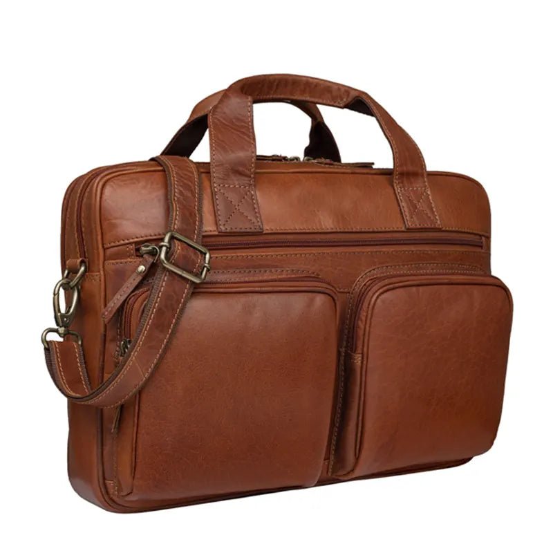 Essentials Brown Business Leather Bag - Submerge Shop