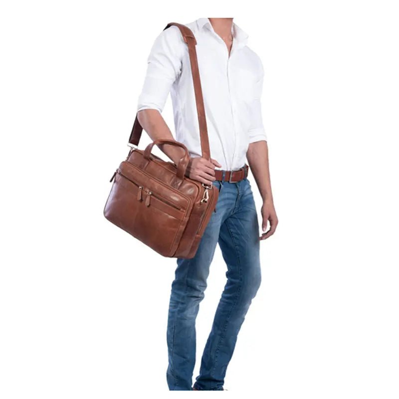 Explorer Business Leather Bag In Brown - Submerge Shop