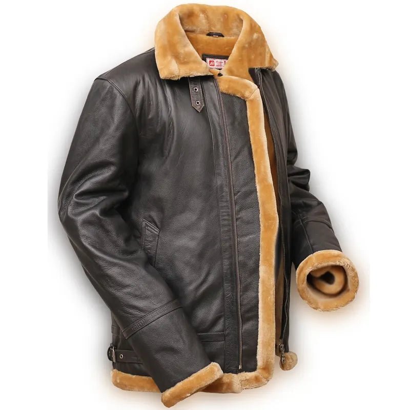 Flight Aviator Brown Shearling Leather Jacket - Submerge Shop