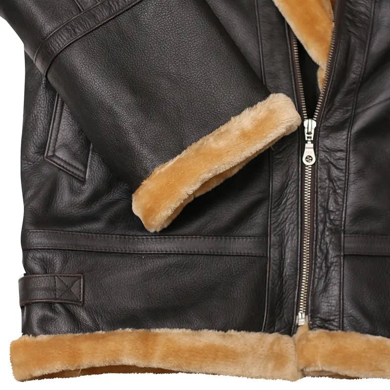 Flight Aviator Brown Shearling Leather Jacket - Submerge Shop