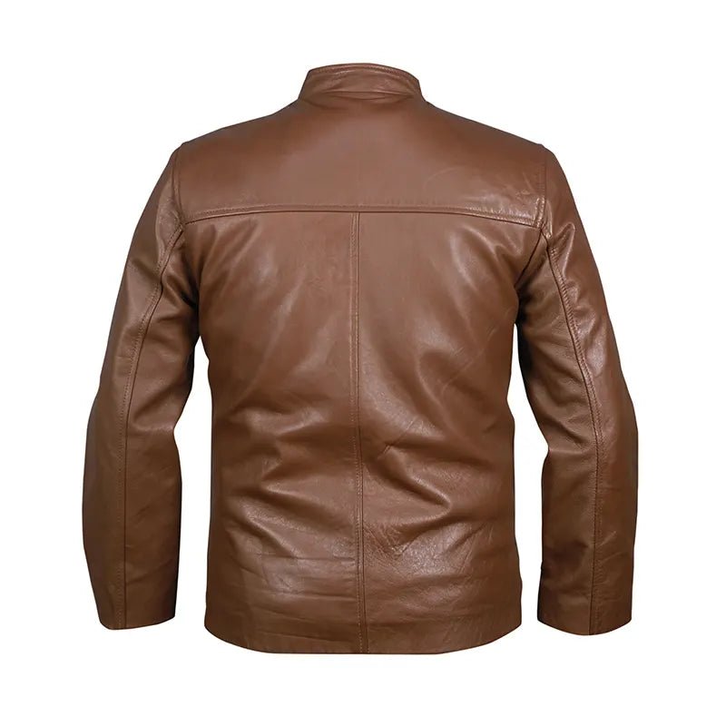 Light Brown Men’s Casual Biker Leather Jacket - Submerge Shop
