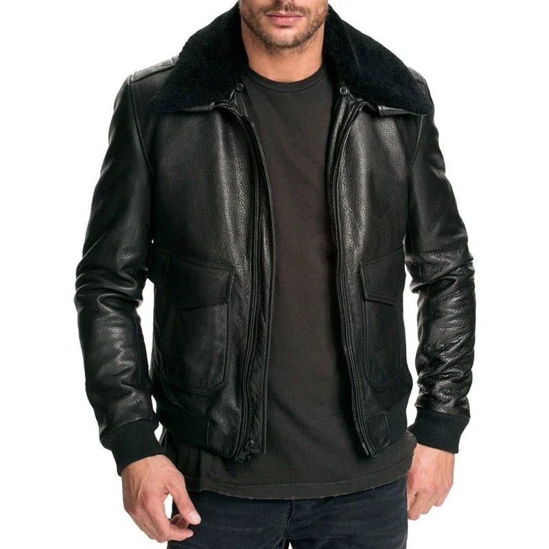 Men Air Force Leather Bomber Jacket - Submerge Shop