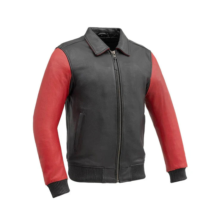 Moto Bomber Two Tone Men’s Leather Jacket