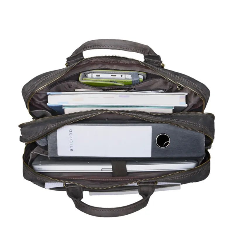 Timeless Grey Business Leather Bag - Submerge Shop