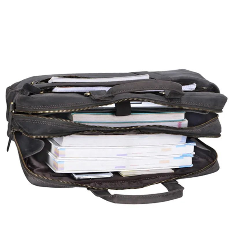 Timeless Grey Business Leather Bag - Submerge Shop