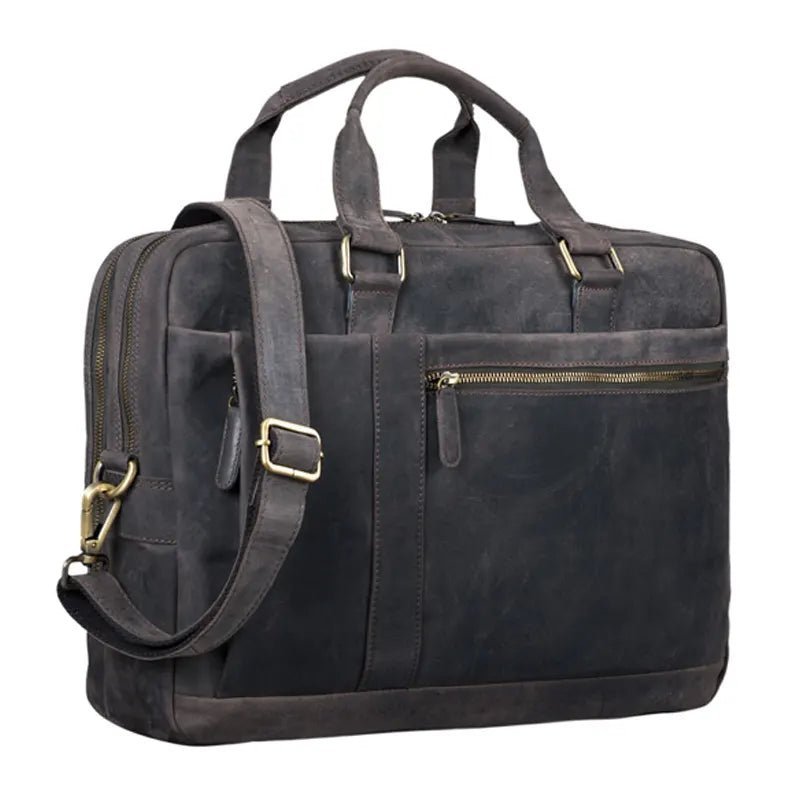 Timeless Grey Business Leather Bag - Submerge Shop