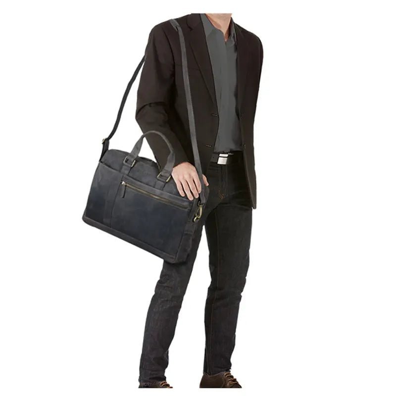 Timeless Grey Business Leather Bag - Submerge Shop