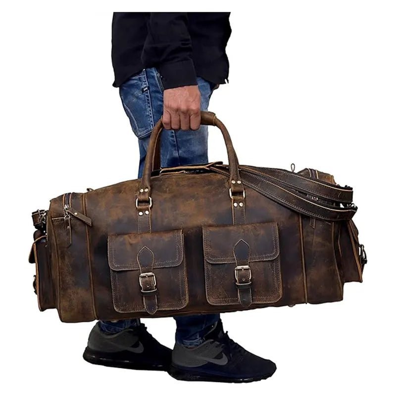 Vintage Overnight Gym Luggage Leather Bag - Submerge Shop