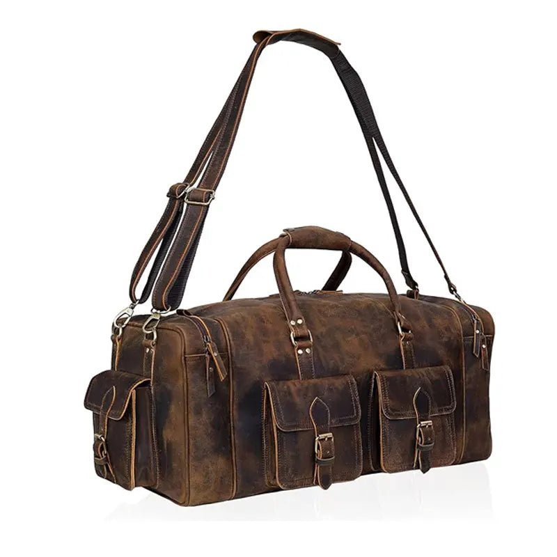 Vintage Overnight Gym Luggage Leather Bag - Submerge Shop