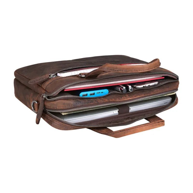 Zamora Brown Leather Business Bag - Submerge Shop