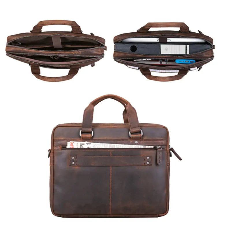 Zamora Brown Leather Business Bag - Submerge Shop